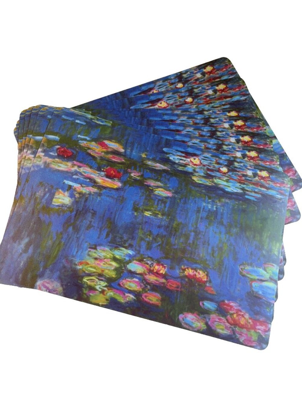 Claude Monet Nymphea Placemats Lot Of 8 Watercolor Waterlilies Vinyl Cartexpo